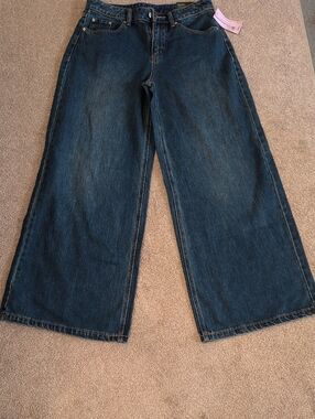 NWT Wild Fable Women's Mid-rise Ultra Wide Leg Dark Blue Denim Jeans 8